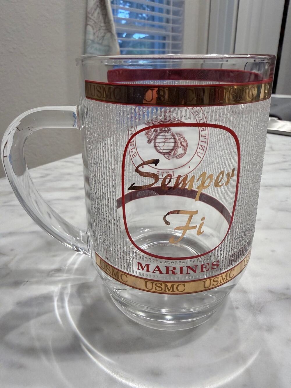 Semper Fi USMC Marines Glass Coffee Mug United States Marine Corps Military Cup